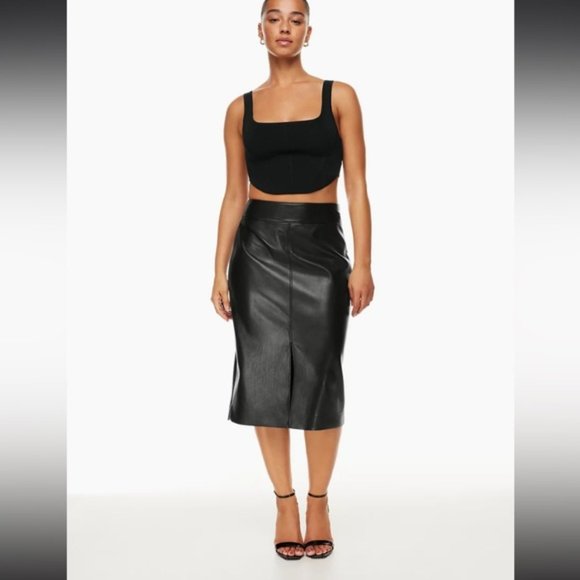 Aritzia Dresses & Skirts - Aritzia Babaton Faux Leather Midi Pencil Pegu Skirt Size 8